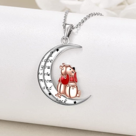 Winnie the Pooh Hunny Pot Hearts I Love You to the Moon and Back Necklace - Picture 2 of 6